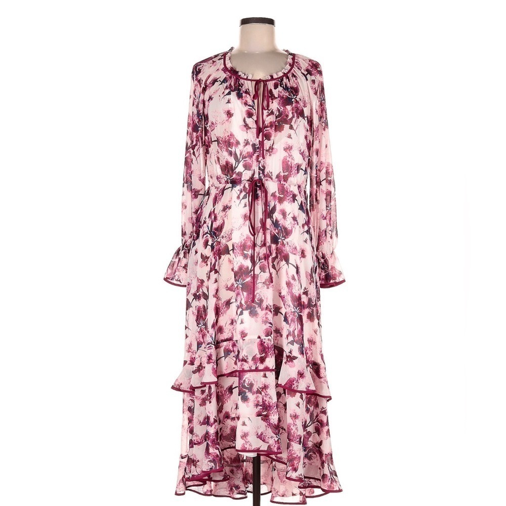 MARCHESA Pom Maxi Dress In Plum - Picture 3 of 7